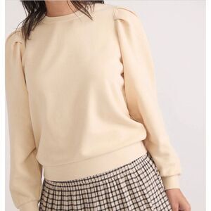 Marine Layer Enya Puff Sleeve Sweatshirt | Cream in Small